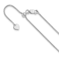 Load image into Gallery viewer, Sterling Silver RH-plated Adjustable 1.25mm Round Box Chain
