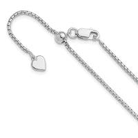 Load image into Gallery viewer, Sterling Silver RH-plated Adjustable 1.5mm Round Box Chain
