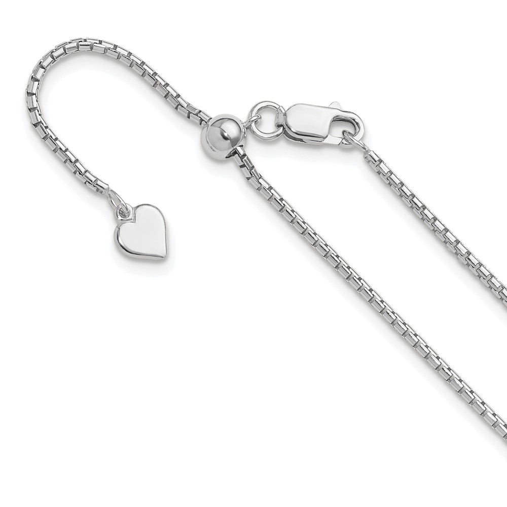 Sterling Silver RH-plated Adjustable 1.5mm Round Box Chain