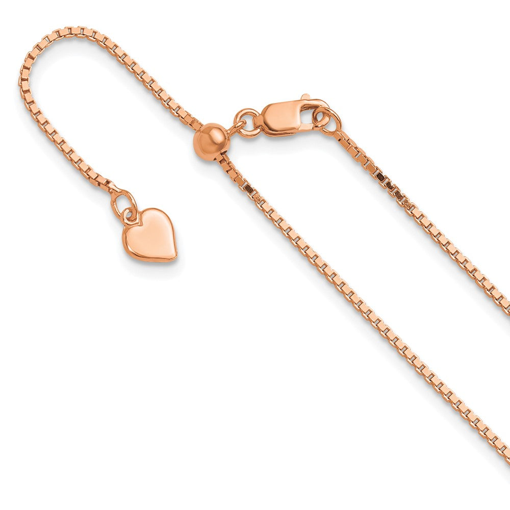 Sterling Silver Rose Gold-plated Adjustable 1.1mm Box Chain