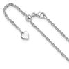 Sterling Silver RH-plated Adjustable 2mm Singapore Chain