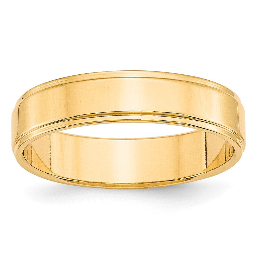 14k Yellow Gold 5mm Flat with Step Edge Wedding Band Size 12