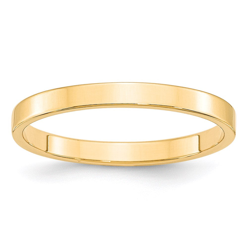 14k Yellow Gold 2.5mm Lightweight Flat Wedding Band Size 7