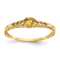 Load image into Gallery viewer, 14k Madi K 3mm Citrine Birthstone Baby Ring
