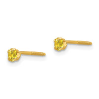 Load image into Gallery viewer, 14k Madi K 3mm Imitation Citrine Birthstone Earrings (Nov)
