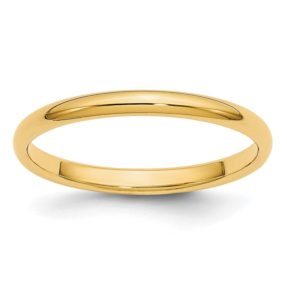 14k Yellow Gold 2mm Lightweight Half Round Wedding Band Size 5