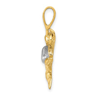 Load image into Gallery viewer, 14K w/Rhodium Polished Open-Backed Scuba Diver Pendant
