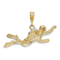 Load image into Gallery viewer, 14K w/Rhodium Polished Open-Backed Scuba Diver Pendant
