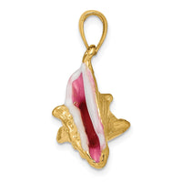 Load image into Gallery viewer, 14K Polished 3-D Pink and White Enameled Conch Shell Pendant

