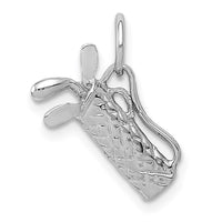 Load image into Gallery viewer, 14k White Gold Solid Polished 3-D Golf Bag/Clubs Charm
