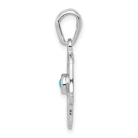 Load image into Gallery viewer, 14k White Gold Turquoise Chamseh Pendant

