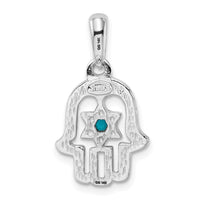 Load image into Gallery viewer, 14k White Gold Turquoise Chamseh Pendant
