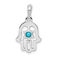 Load image into Gallery viewer, 14k White Gold Turquoise Chamseh Pendant
