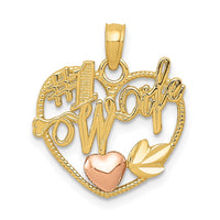 Load image into Gallery viewer, 14k Two-tone #1 WIFE in Heart with Heart Pendant

