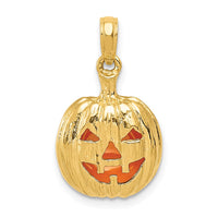 Load image into Gallery viewer, 14k Enameled Inside 3-D Cut-Out Pumpkin Pendant
