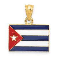 Load image into Gallery viewer, 14k Enameled Cuba Flag Pendant
