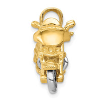 Load image into Gallery viewer, 14k Two-tone 3-D Moveable Motorcycle Pendant
