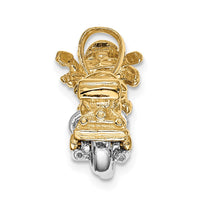 Load image into Gallery viewer, 14k Two-tone 3-D Moveable Motorcycle Pendant
