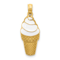 Load image into Gallery viewer, 14k Enameled Vanilla Ice Cream Cone Pendant
