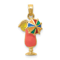 Load image into Gallery viewer, 14k Pink Enameled Tropical Drink Pendant
