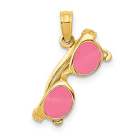 Load image into Gallery viewer, 14k 3-D Pink Enameled Moveable Sunglasses Pendant
