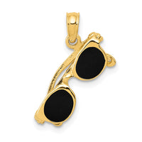 Load image into Gallery viewer, 14k 3-D Black Enameled Moveable Sunglasses Pendant
