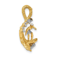 Load image into Gallery viewer, 14K &amp; Rhodium 3-D Surfer In Wave Charm
