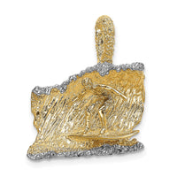 Load image into Gallery viewer, 14K &amp; Rhodium 3-D Surfer In Wave Charm
