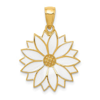 Load image into Gallery viewer, 14k Enameled White Daisy Flower Pendant
