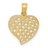 Load image into Gallery viewer, 14K Polished Basket Weave Pattern Heart Pendant
