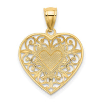 Load image into Gallery viewer, 14K and White Rhodium Polished Diamond-cut Filigree Heart Pendant

