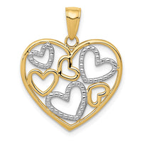 Load image into Gallery viewer, 14K and White Rhodium Polished Hearts inside Heart Pendant

