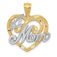 Load image into Gallery viewer, 14k and Rhodium #1 MOM Heart Pendant

