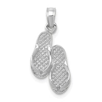 Load image into Gallery viewer, 14k  3D White Gold Flip Flops Pendant
