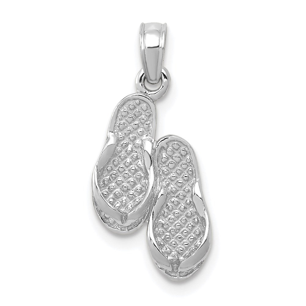 14k  3D White Gold Flip Flops Pendant