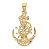 Load image into Gallery viewer, 14k Medium Anchor w/Wheel Pendant
