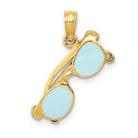 Load image into Gallery viewer, 14K 3D Aqua Enameled Sunglasses Pendant
