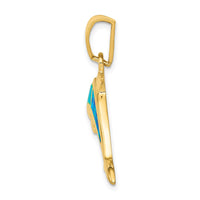 Load image into Gallery viewer, 14k Lab Created Opal Dolphin Pendant
