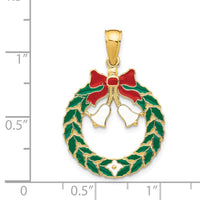 Load image into Gallery viewer, 14k Enameled Christmas Wreath Pendant
