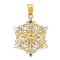 Load image into Gallery viewer, 14k w/ Rhodium Diamond-cut Snowflake Pendant
