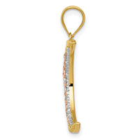 Load image into Gallery viewer, 14K Two-tone w/White Rhodium Diamond-cut Moon Pendant
