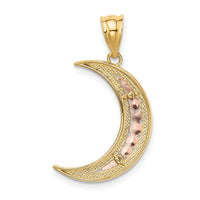 Load image into Gallery viewer, 14K Two-tone w/White Rhodium Diamond-cut Moon Pendant
