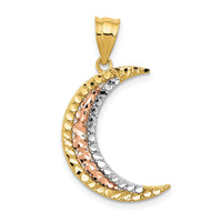 Load image into Gallery viewer, 14K Two-tone w/White Rhodium Diamond-cut Moon Pendant
