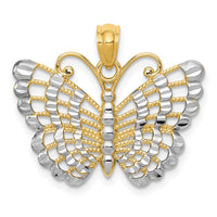 Load image into Gallery viewer, 14k and Rhodium Diamond-cut Butterfly Pendant
