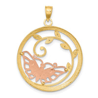 Load image into Gallery viewer, 14k Two-tone w/White Rhodium Butterfly in Circle Pendant
