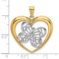 Load image into Gallery viewer, 14k w/Rhodium Butterfly in Heart Charm
