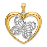 Load image into Gallery viewer, 14k w/Rhodium Butterfly in Heart Charm
