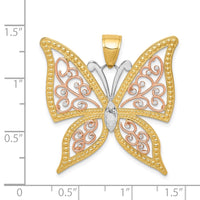 Load image into Gallery viewer, 14k Two-tone w/White Rhodium Diamond-cut Butterfly Pendant
