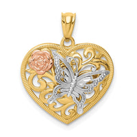 Load image into Gallery viewer, 14k Tri color Butterfly Heart Pendant
