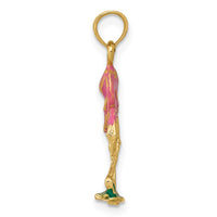 Load image into Gallery viewer, 14k Enameled Flamingo Pendant

